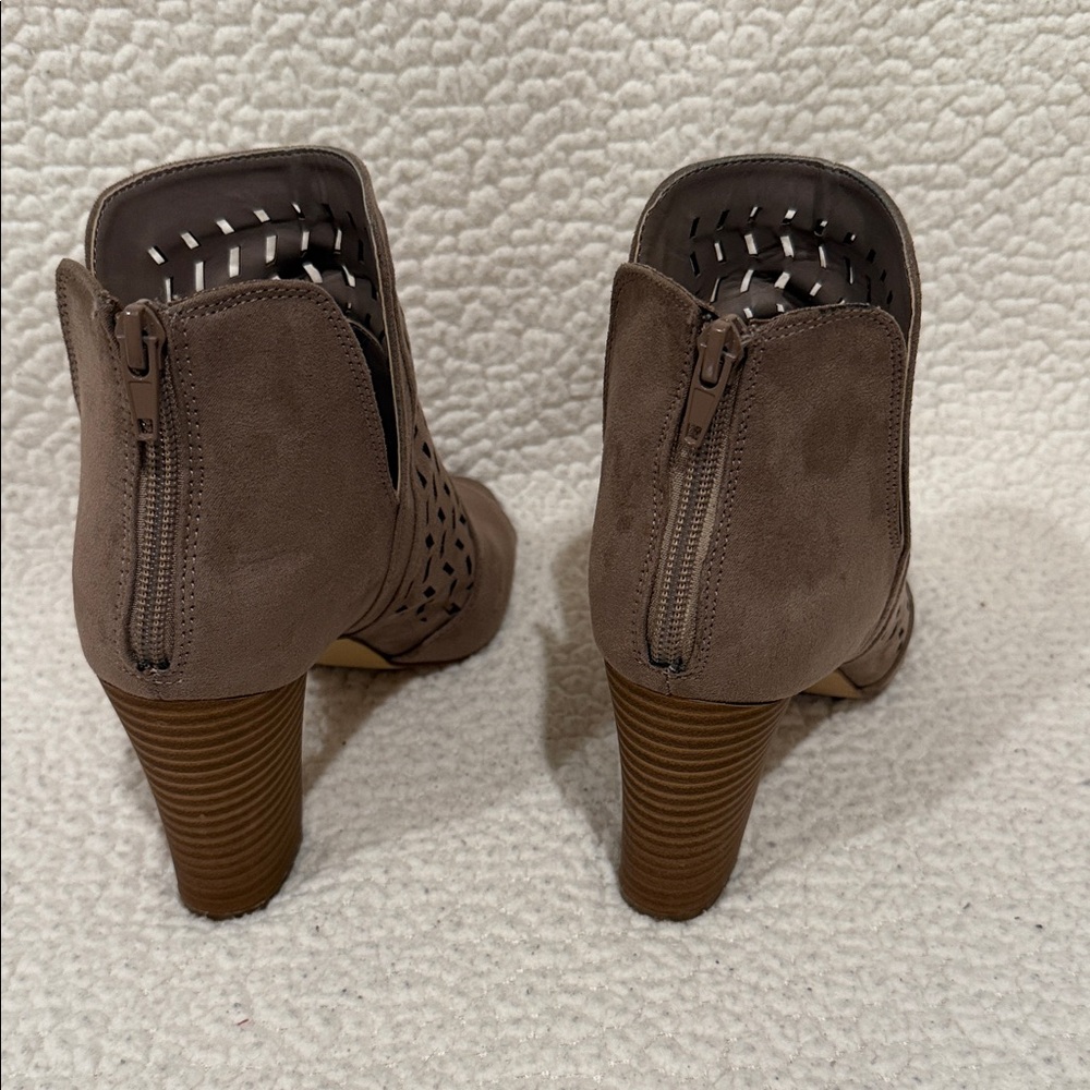 Madden Girl Taupe Cutout Heeled Boots - Picture 6 of 7